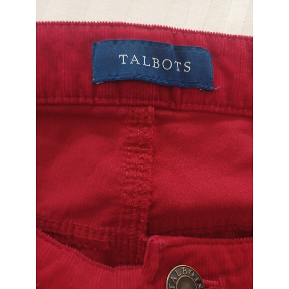 Talbots red corduroy pants 16Petite high rise straight 5-pocket Christmas classi - Picture 5 of 12